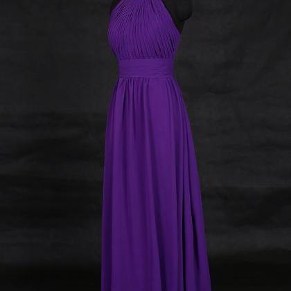 Fashion Chiffon A Line Purple Prom Gowns,purple..