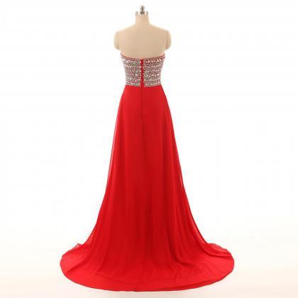 Sweetheart Red Chiffon Empire Waist Prom Dress,..