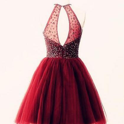 Sparkly Burgundy Homecoming Dresses,short Prom..