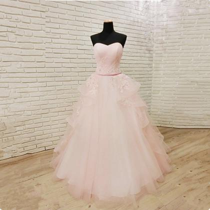Pink Tulle Long Quinceanera Gown Featuring..