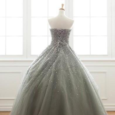Luxury Grey Tulle Long Quinceanera Gown Featuring..