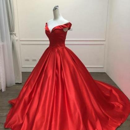 Stunning Red Satin Prom Dresses,Lon..