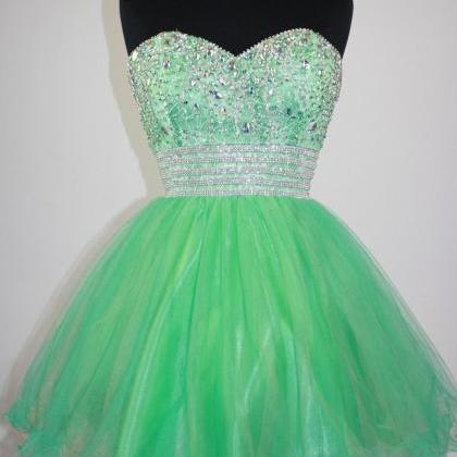 Amazing Green Homecoming Dresses Organza Strapless..