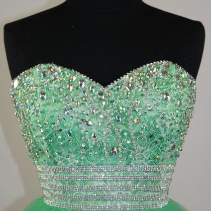 Amazing Green Homecoming Dresses Organza Strapless..