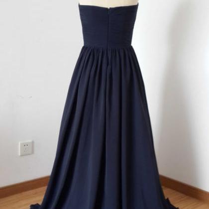 Sexy Navy Blue Chiffon Bridesmaid Dresses, Elegant..