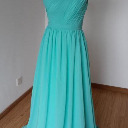 Turquoise Chiffon One Shoulder Bridesmaid Dresses,..