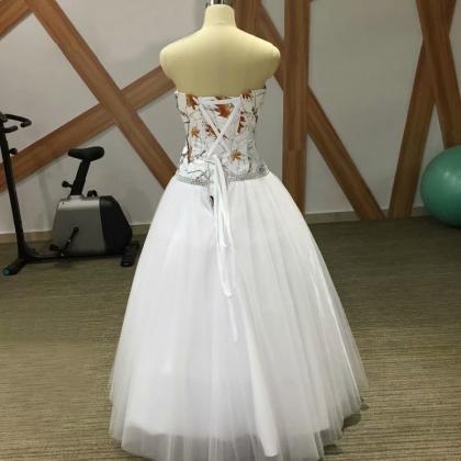 2019 White Camo Ball Gown Wedding Dresses Vestido..