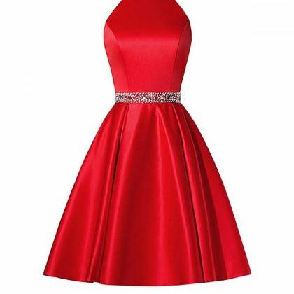Fashion Red Short Homecoming Dress Halter Neck..