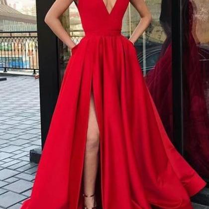 Fashion Sexy Red Formal Dresses Featuring Satin..