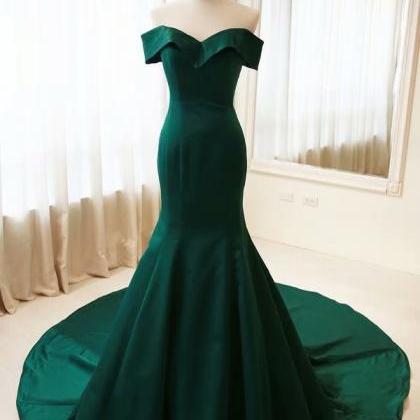 Dark Green Formal Gowns Mermaid Prom Dresses, Prom..