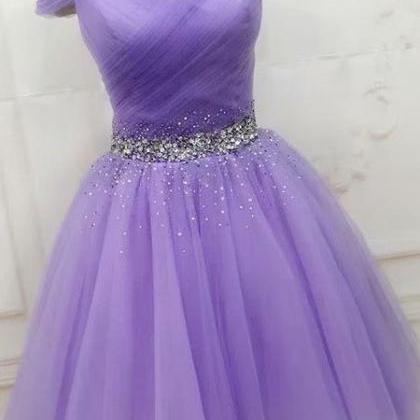 Lavender Prom Gowns V Neck Homecoming Dresses..