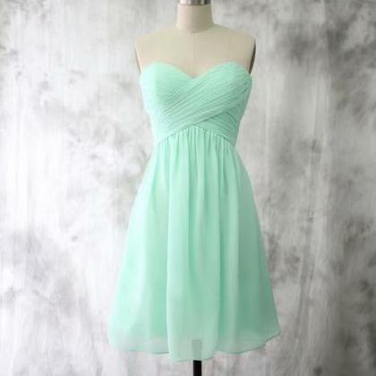 Mint Green Mini Chiffon Homecoming Dresses Short..