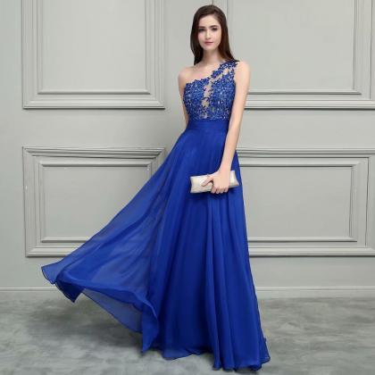 2019 Formal Dresses One Shoulder Illusion Lace..