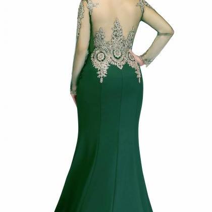 Green Formal Evening Dresses Newillusion Lace..