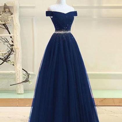 Prom Dress, Navy Blue Prom Dress,tulle Bridesmaid..