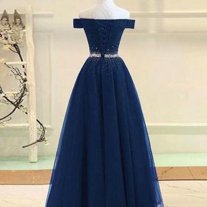 Prom Dress, Navy Blue Prom Dress,tulle Bridesmaid..