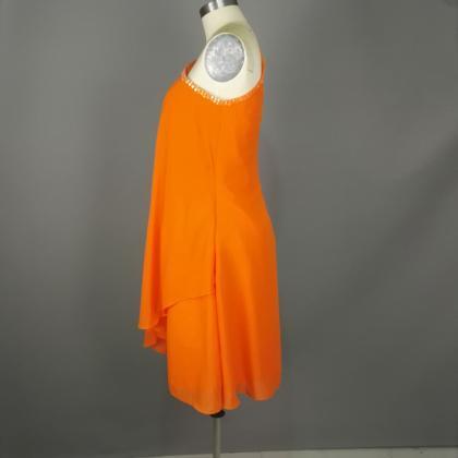 Simple Orange Homecoming Dresses, One Shoulder..