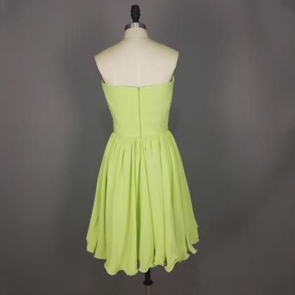 Light Green Beaded Short Prom Dresses, Strapless..