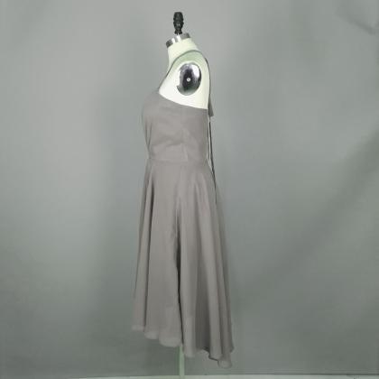 Simple Gray Short Prom Dresses, Halter Neckline..