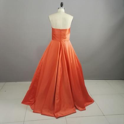 2016 100% Real Photo Orange Satin Wedding Dresses..