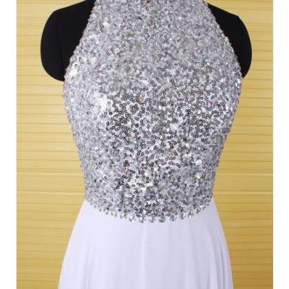 Sexy Jewel Neckline Backless Sequined Formal..