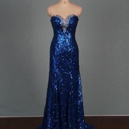 Sparkly Royal Blue Mermaid Formal Dresses Long..