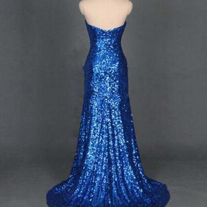 Sparkly Royal Blue Mermaid Formal Dresses Long..