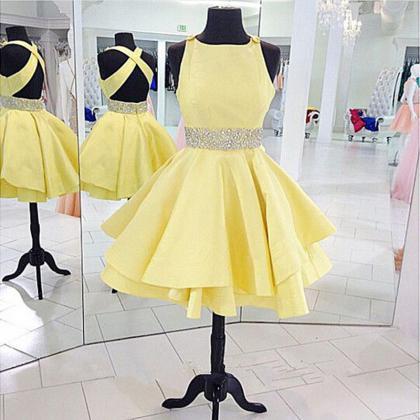 Yellow Homecoming Dresses,Short Pro..
