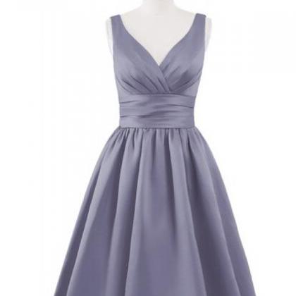 Simple Gray Satin Short Bridesmaid Dresses, Mint V..