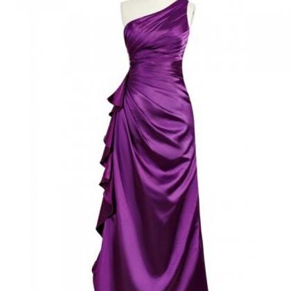 Junoesque Purple Satin Ruched Bridesmaid Dresses ,..