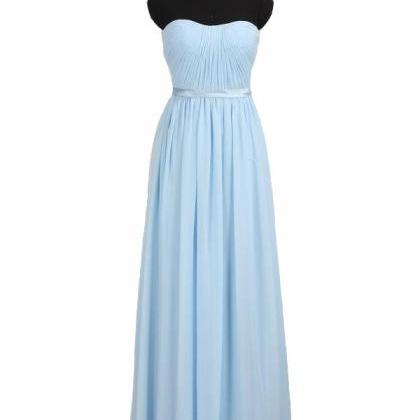 Light Blue Chiffon Long Bridesmaid Dress Featuring..