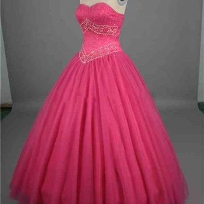 Pink Ball Gown Prom Dresses Beaded Ruched..