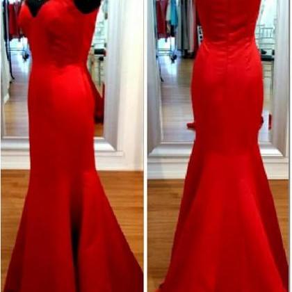 Long Red Prom Gowns, Floor Length Off The Shoulder..
