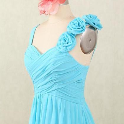 Sky Blue Spaghetti Straps Prom Dresses Featuring..