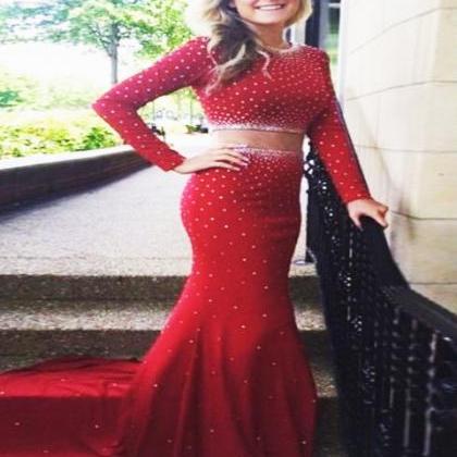 Sexy Red Chiffon Mermaid Prom Dresses Featuring..