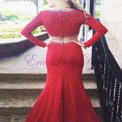 Sexy Red Chiffon Mermaid Prom Dresses Featuring..