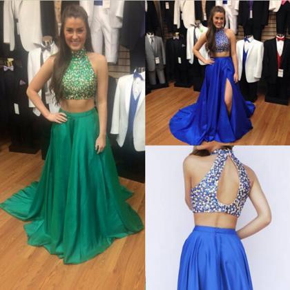 Charming Royal Blue Two Piece Prom Gowns..