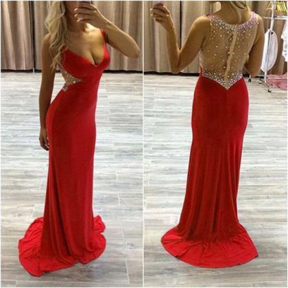 Sexy Red Mermaid Prom Dresses With ..