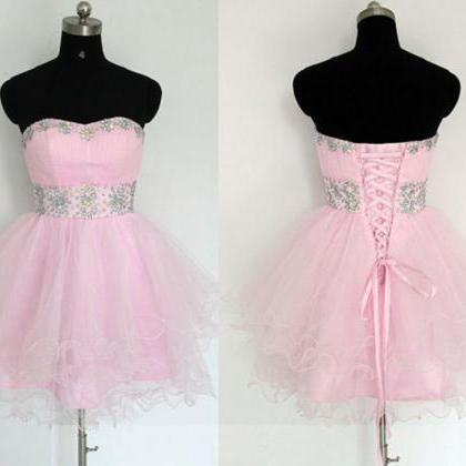 Sparkly Pink Homecoming Dresses,short Prom..