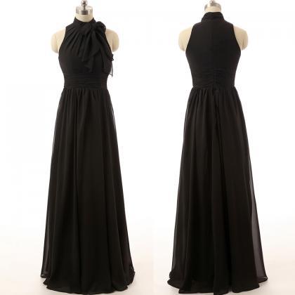 Black Floor Length Chiffon Prom Dresses Featuring..
