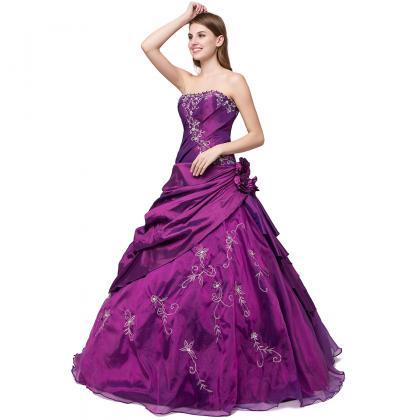 Elegant Long Purple Organza Prom Gown Featuring..