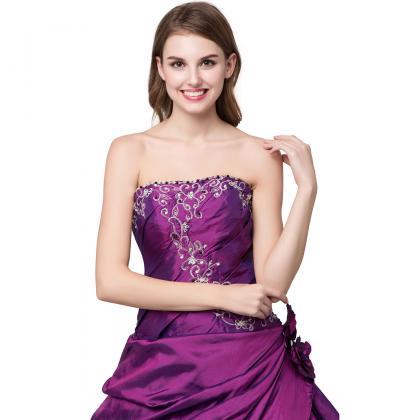 Elegant Long Purple Organza Prom Gown Featuring..