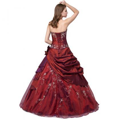 Charming Floor Length Burgundy Prom Gown Featuring..