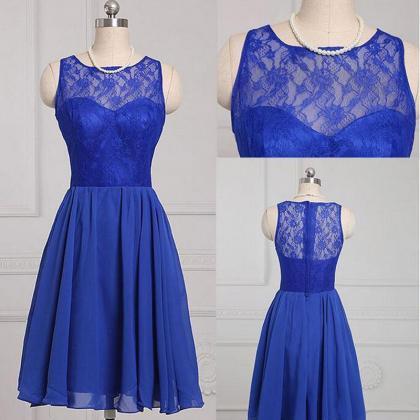 Royal Blue Short A-line Evening Dress Featuring..