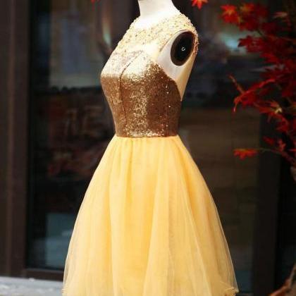 Sparkly Gold Homecoming Dresses,short Prom..