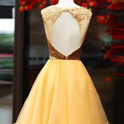 Sparkly Gold Homecoming Dresses,short Prom..
