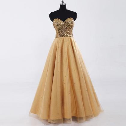 Sexy Women Strapless Sequined Bodice Formal..