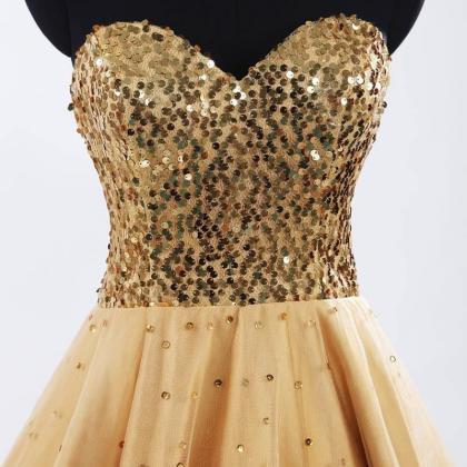 Sexy Women Strapless Sequined Bodice Formal..