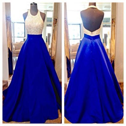 Sexy Royal Blue Satin Prom Dresses Featuring..