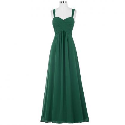 Sexy Chiffon Dark Green Evening Dresses With..